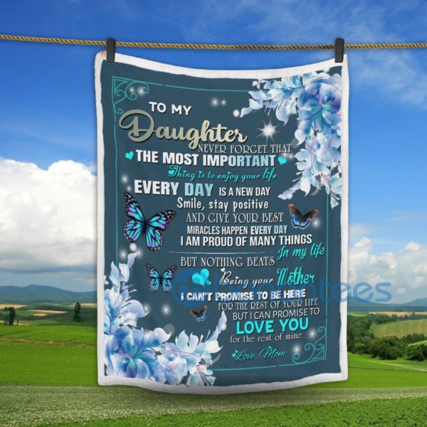 To My Daughter I Love You Butterfly Flower Sherpa Blanket Product Photo
