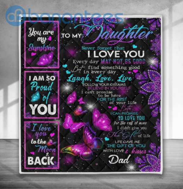 To My Daughter I Love You Butterfly Quilt Blanket Quilt Product Photo