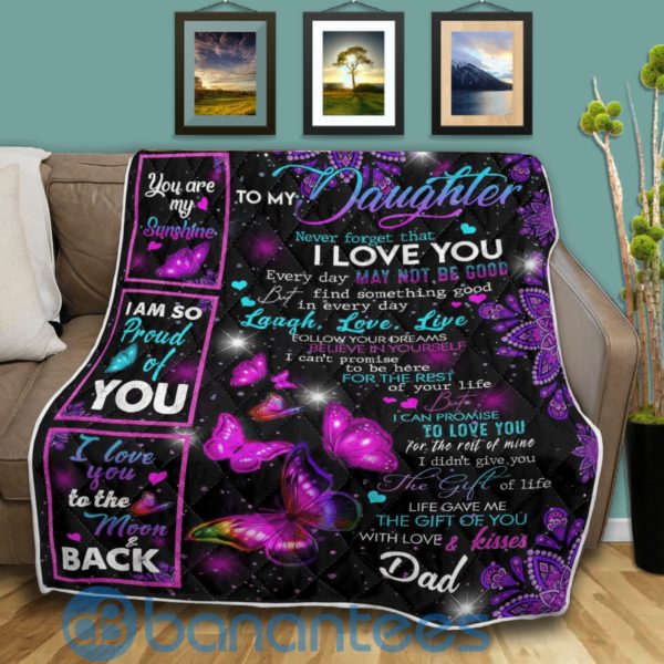 To My Daughter I Love You Butterfly Quilt Blanket Quilt Product Photo