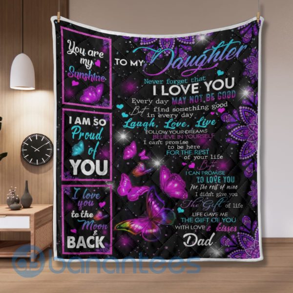 To My Daughter I Love You Butterfly Quilt Blanket Quilt Product Photo