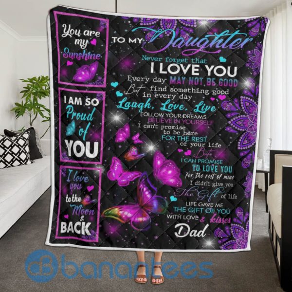 To My Daughter I Love You Butterfly Quilt Blanket Quilt Product Photo