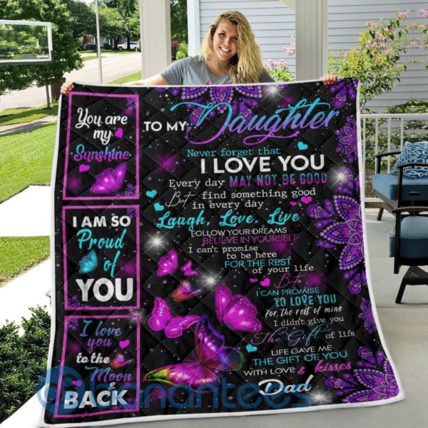 To My Daughter I Love You Butterfly Quilt Blanket Quilt Product Photo
