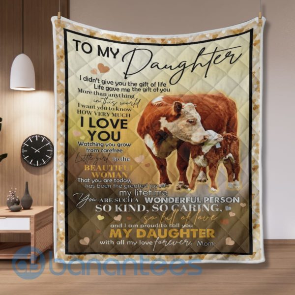 To My Daughter I love You Cow Quilt Blanket Quilt Product Photo