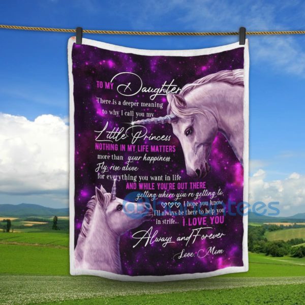 To My Daughter I Love You Forever And Always Unicorn Sherpa Blanket Product Photo