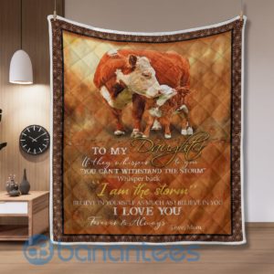 To My Daughter I Love You Hereford Cattle Blanket Quilt Product Photo
