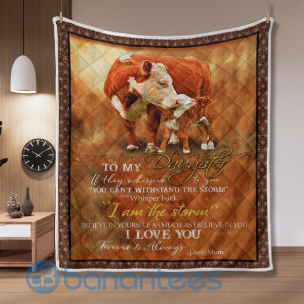 To My Daughter I Love You Hereford Cattle Blanket Quilt Product Photo