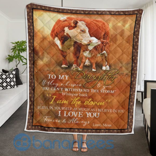 To My Daughter I Love You Hereford Cattle Blanket Quilt Product Photo