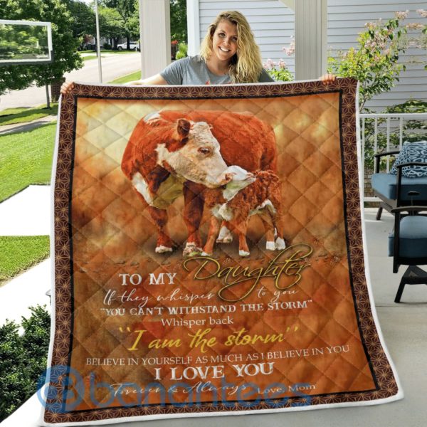 To My Daughter I Love You Hereford Cattle Blanket Quilt Product Photo