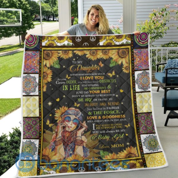 To My Daughter I Love You Hippie Girl Quilt Blanket Product Photo