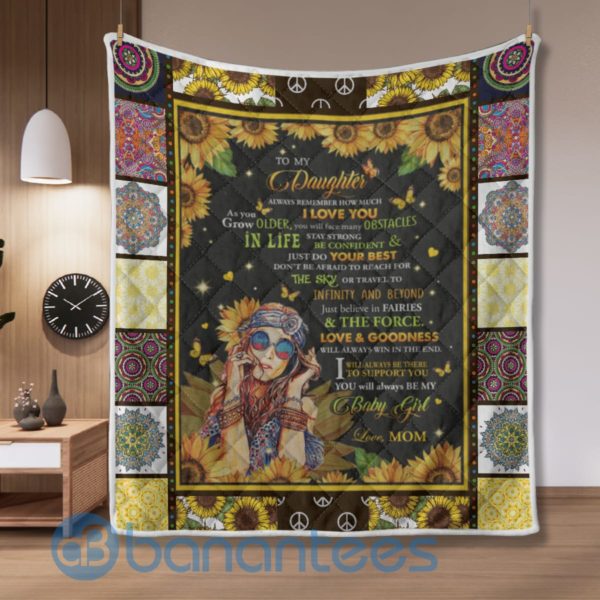 To My Daughter I Love You Hippie Girl Quilt Blanket Product Photo