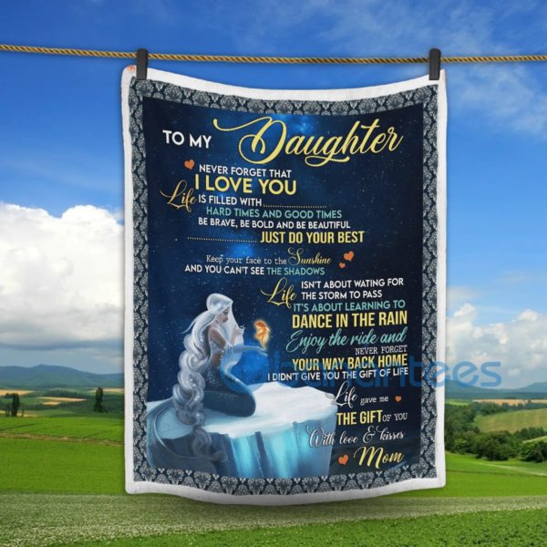To My Daughter I Love You Mermaid Sherpa Blanket Product Photo