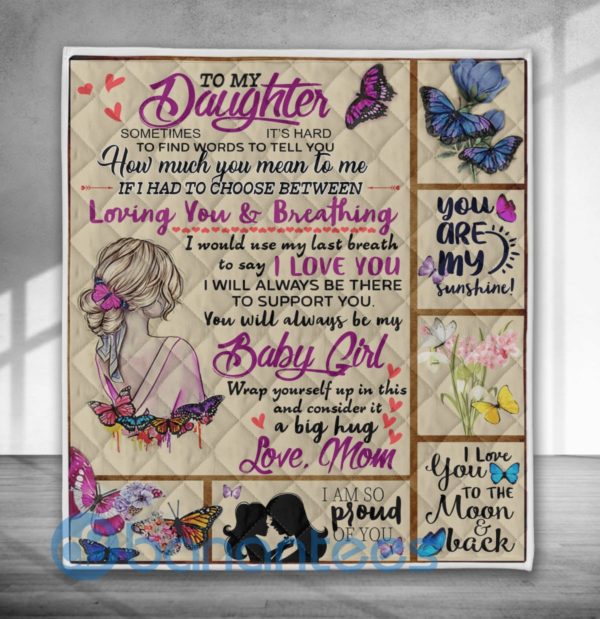 To My Daughter I Love You Mom Blanket Quilt Product Photo