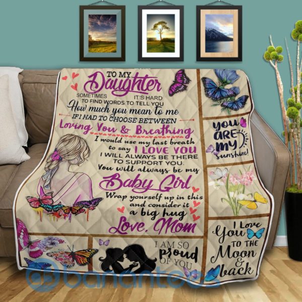 To My Daughter I Love You Mom Blanket Quilt Product Photo
