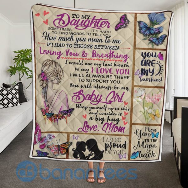 To My Daughter I Love You Mom Blanket Quilt Product Photo