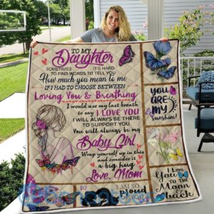 To My Daughter I Love You Mom Blanket Quilt Product Photo