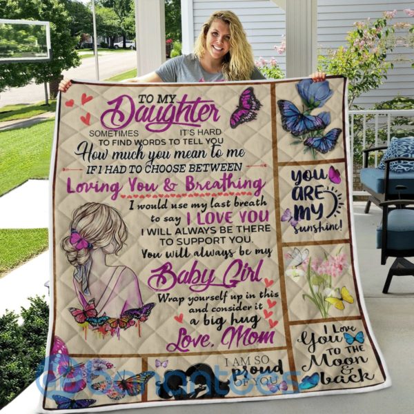 To My Daughter I Love You Mom Blanket Quilt Product Photo