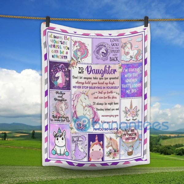 To My Daughter I Love You So Much Unicorn Sherpa Blanket Product Photo