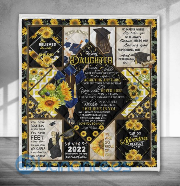 To My Daughter I Love You Sunflower Seniors Blanket Quilt Product Photo