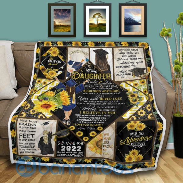 To My Daughter I Love You Sunflower Seniors Blanket Quilt Product Photo