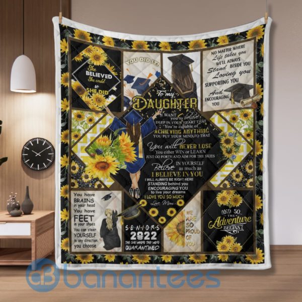 To My Daughter I Love You Sunflower Seniors Blanket Quilt Product Photo