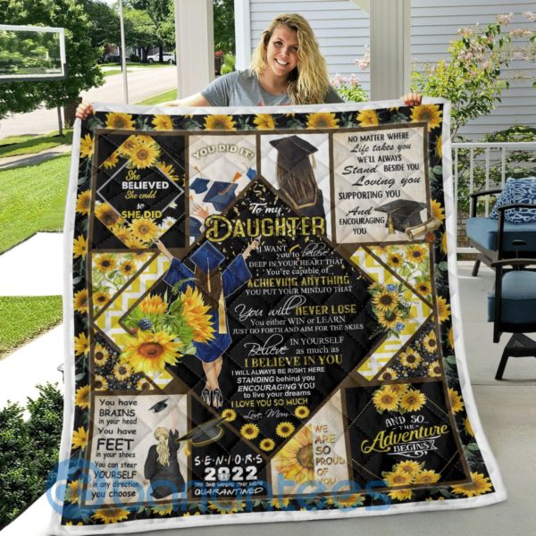 To My Daughter I Love You Sunflower Seniors Blanket Quilt Product Photo