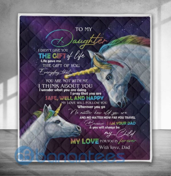 To My Daughter I Pray That You Are Safe Well And Happy Galaxy Unicorns Blanket Quilt Product Photo