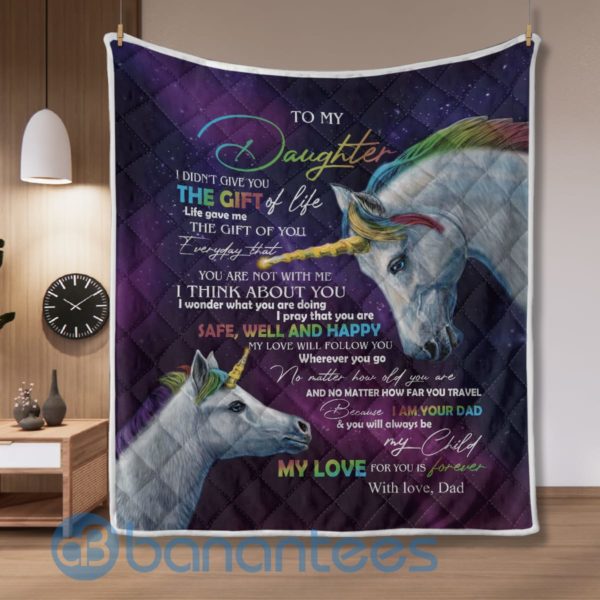 To My Daughter I Pray That You Are Safe Well And Happy Galaxy Unicorns Blanket Quilt Product Photo