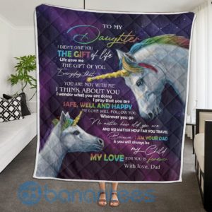To My Daughter I Pray That You Are Safe Well And Happy Galaxy Unicorns Blanket Quilt Product Photo