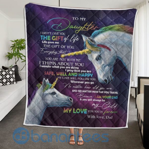 To My Daughter I Pray That You Are Safe Well And Happy Galaxy Unicorns Blanket Quilt Product Photo