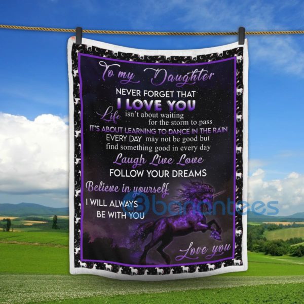 To My Daughter I Will Always Be With You Unicorn Sherpa Blanket Product Photo