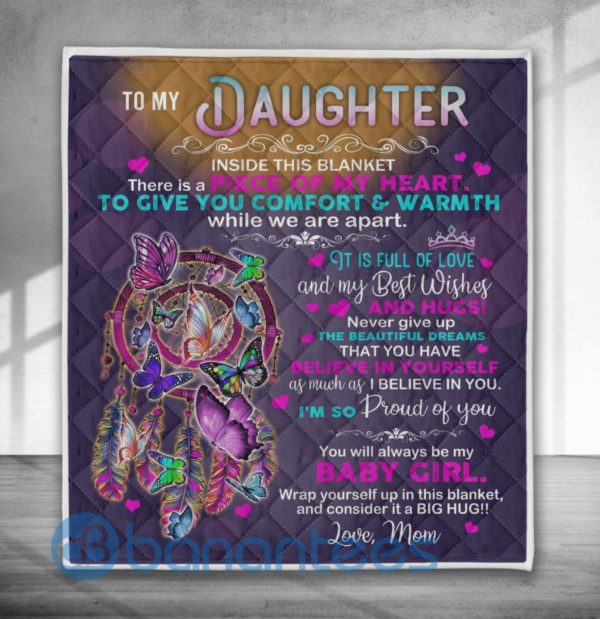 To My Daughter I'm So Proud Of You Butterfly Dreamcatcher Blanket Quilt Product Photo