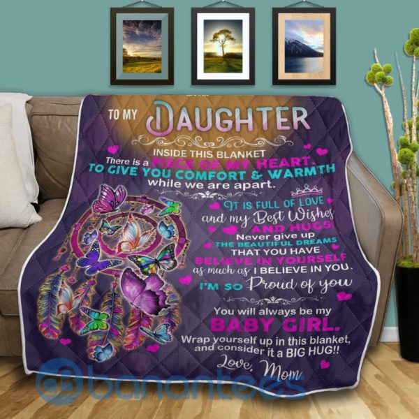 To My Daughter I'm So Proud Of You Butterfly Dreamcatcher Blanket Quilt Product Photo