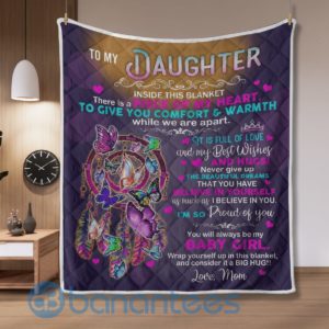 To My Daughter I'm So Proud Of You Butterfly Dreamcatcher Blanket Quilt Product Photo