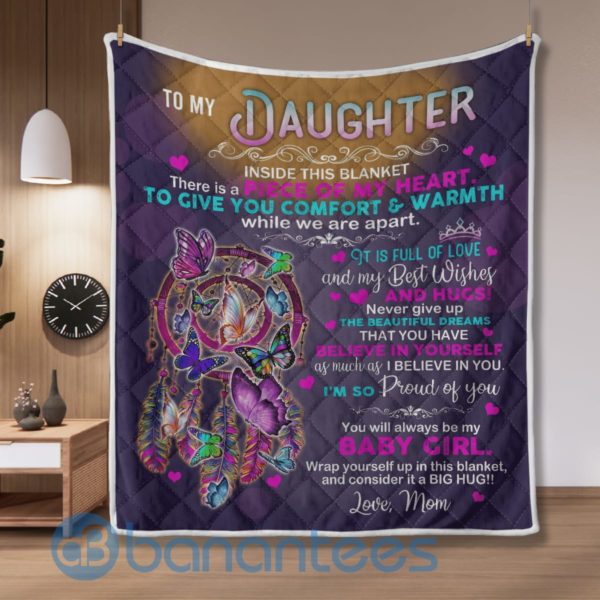 To My Daughter I'm So Proud Of You Butterfly Dreamcatcher Blanket Quilt Product Photo