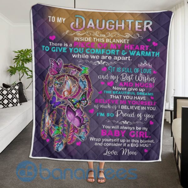 To My Daughter I'm So Proud Of You Butterfly Dreamcatcher Blanket Quilt Product Photo