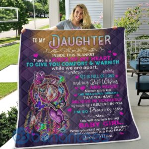 To My Daughter I'm So Proud Of You Butterfly Dreamcatcher Blanket Quilt Product Photo