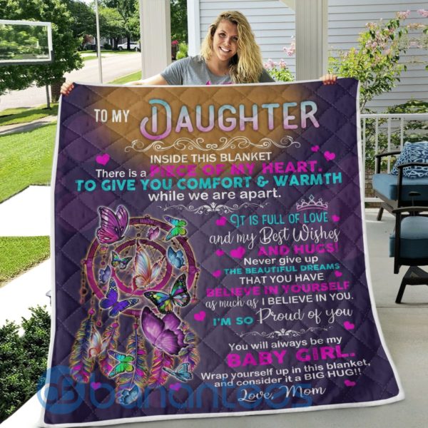 To My Daughter I'm So Proud Of You Butterfly Dreamcatcher Blanket Quilt Product Photo