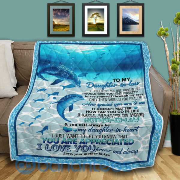 To My Daughter In Law Dolphin Blanket Quilt Product Photo