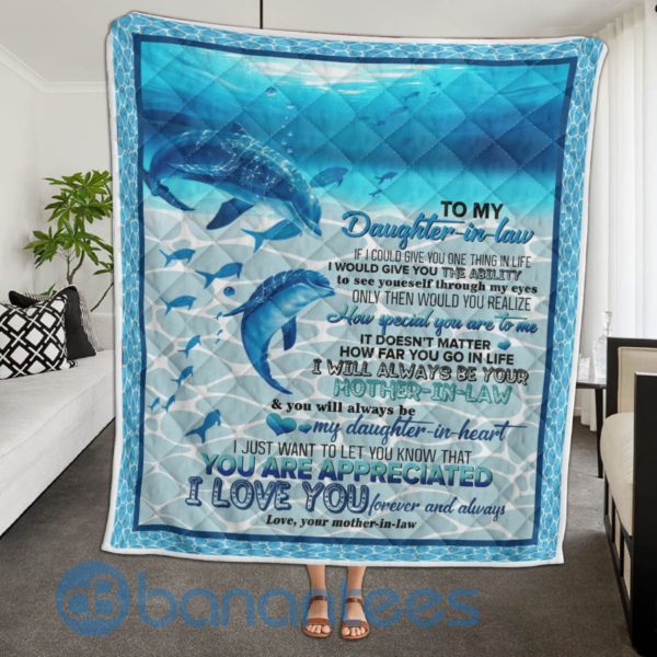 To My Daughter In Law Dolphin Blanket Quilt Product Photo
