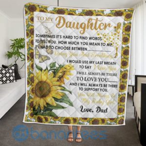 To My Daughter Love Dad Sunflower Blanket Quilt Product Photo
