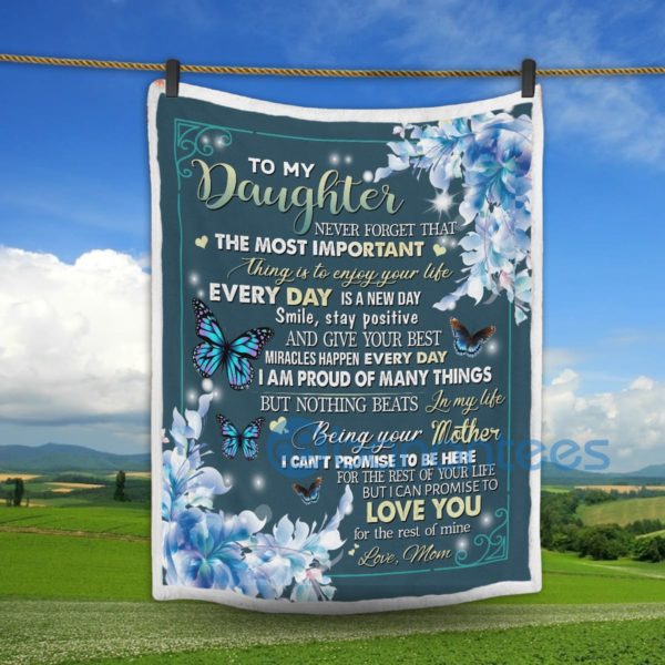 To My Daughter Love You Butterfly Sherpa Blanket Product Photo