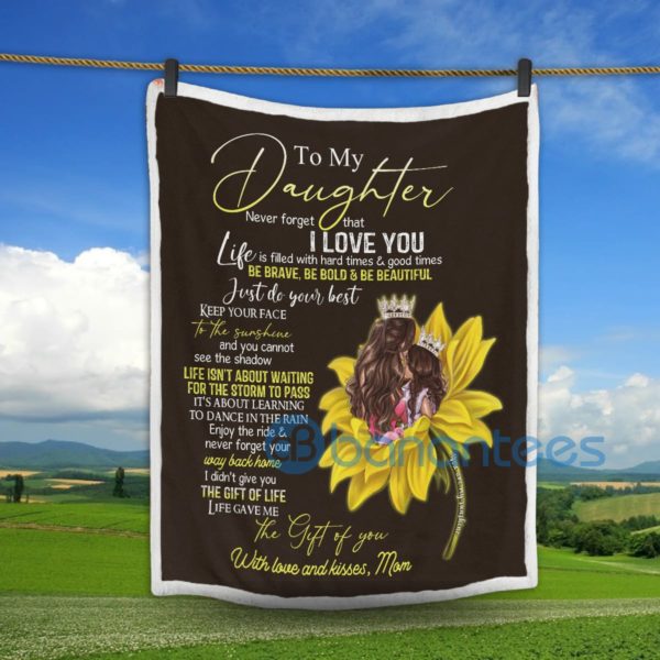 To My Daughter My Princess Sunflower Sherpa Blanket Product Photo