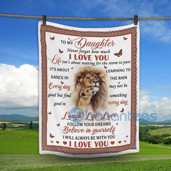 To My Daughter Never Forget I Love You Lion Sherpa Blanket Product Photo