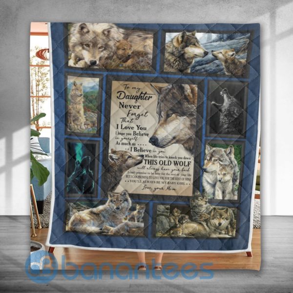 To My Daughter Print Wolf Quilt Blanket Product Photo