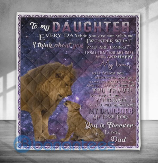 To My Daughter Quotes, Lion Quilt Blanket Product Photo