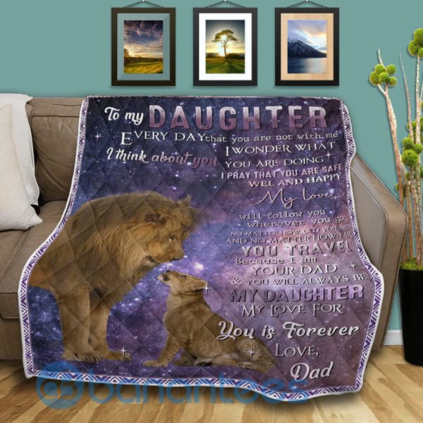 To My Daughter Quotes, Lion Quilt Blanket Product Photo
