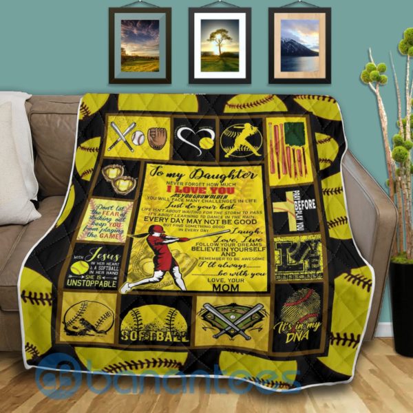 To My Daughter Soft Ball Design Blanket Quilt Product Photo