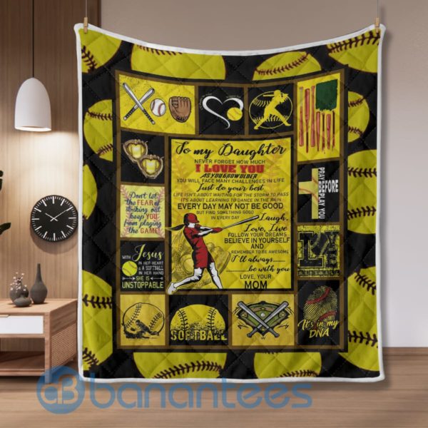 To My Daughter Soft Ball Design Blanket Quilt Product Photo