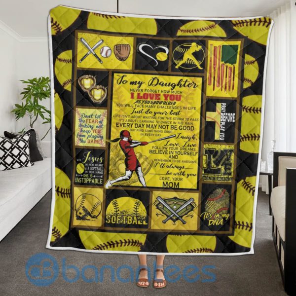 To My Daughter Soft Ball Design Blanket Quilt Product Photo