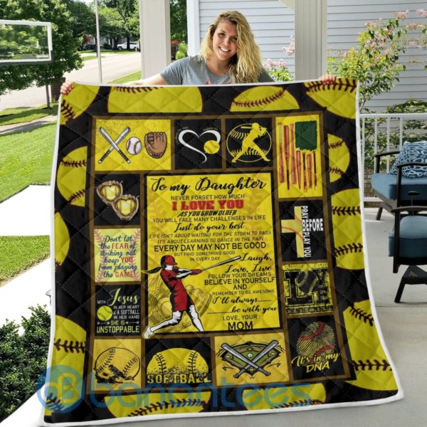 To My Daughter Soft Ball Design Blanket Quilt Product Photo